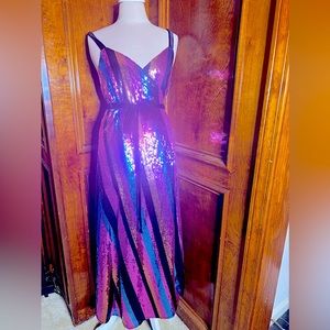 NWT Zara Sequin Multi-color Wrap Dress with Velvet straps and belt 💜💙🩷🖤